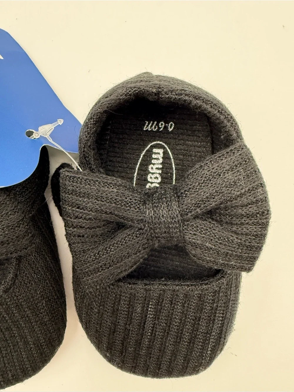 Baby Girls Black Knit Bow Mary Jane Slip-On Shoes
